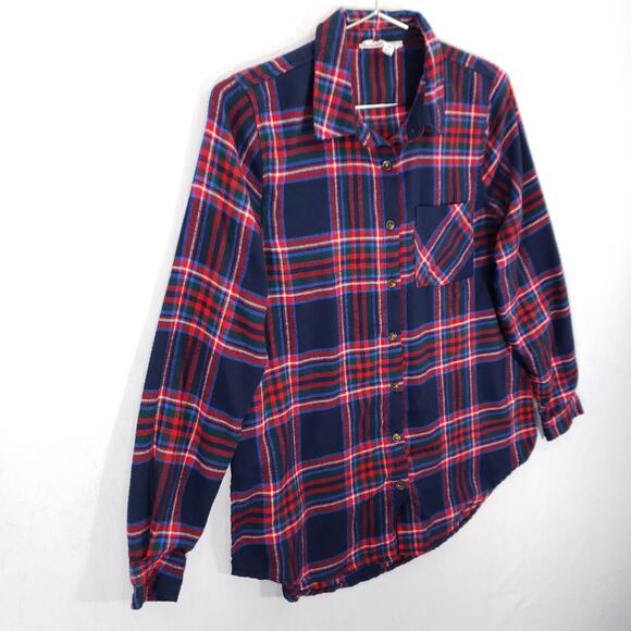 Hippie Rose Flannel Womens Extra Small Multi Plaid Long Sleeve Button Up Shirt - Picture 4 of 7